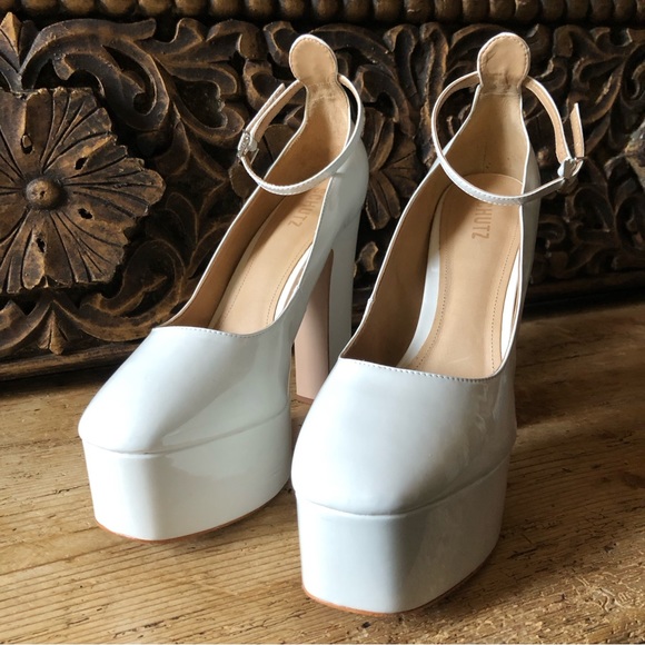 New NWT Schutz Renee Off White Patent Mary Jane Heel Platform Pump 11B $178 - Picture 8 of 17